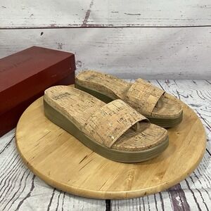Donald J Pliner Fiji Cork Slide Sandals Metallic Platform Womens Size 10M